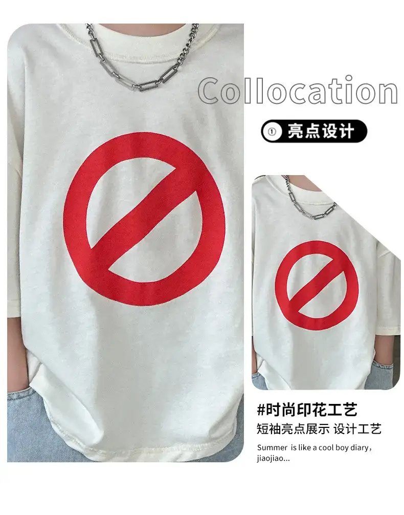 Boys Cotton Printed T-Shirt Red Logo Loose Summer Wear — feature 7
