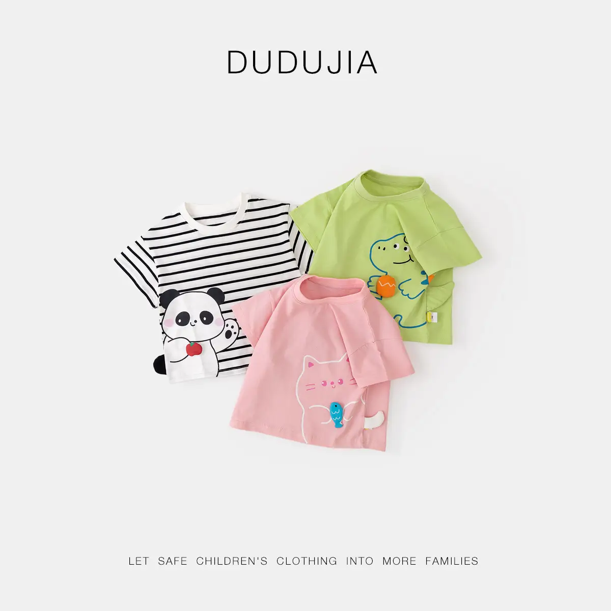 Dudu Family Baby Bear Cartoon T-shirt Yellow Summer Boys' - Image 5