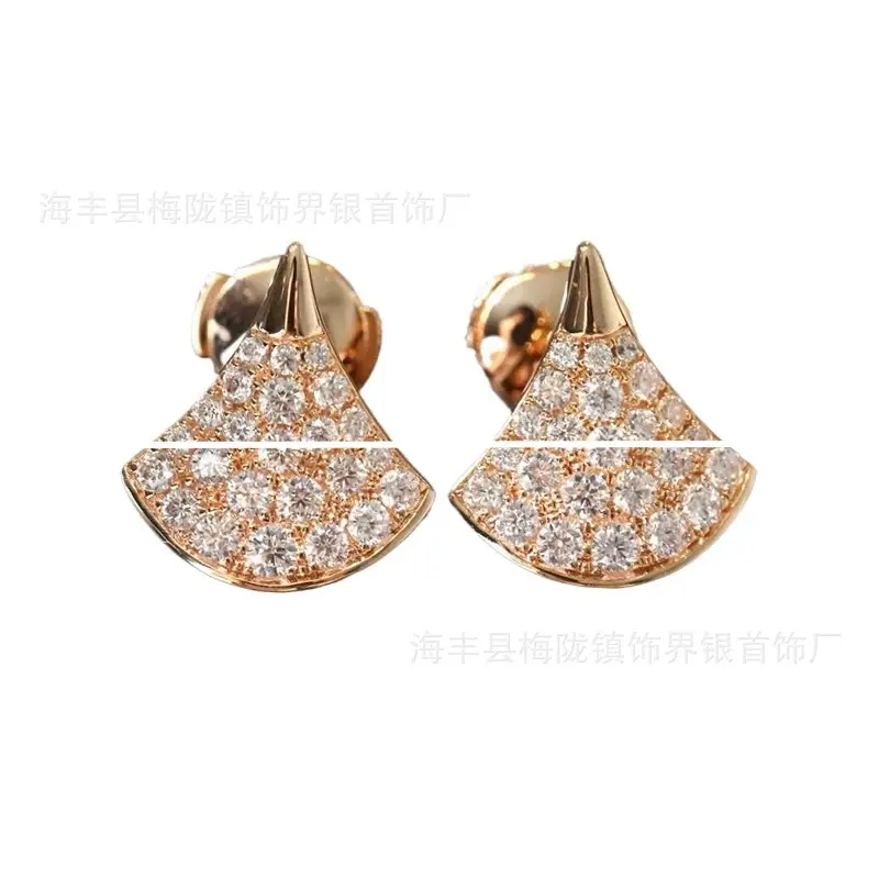 Full Diamond Small Skirt Earrings 18K Gold Women — feature 6