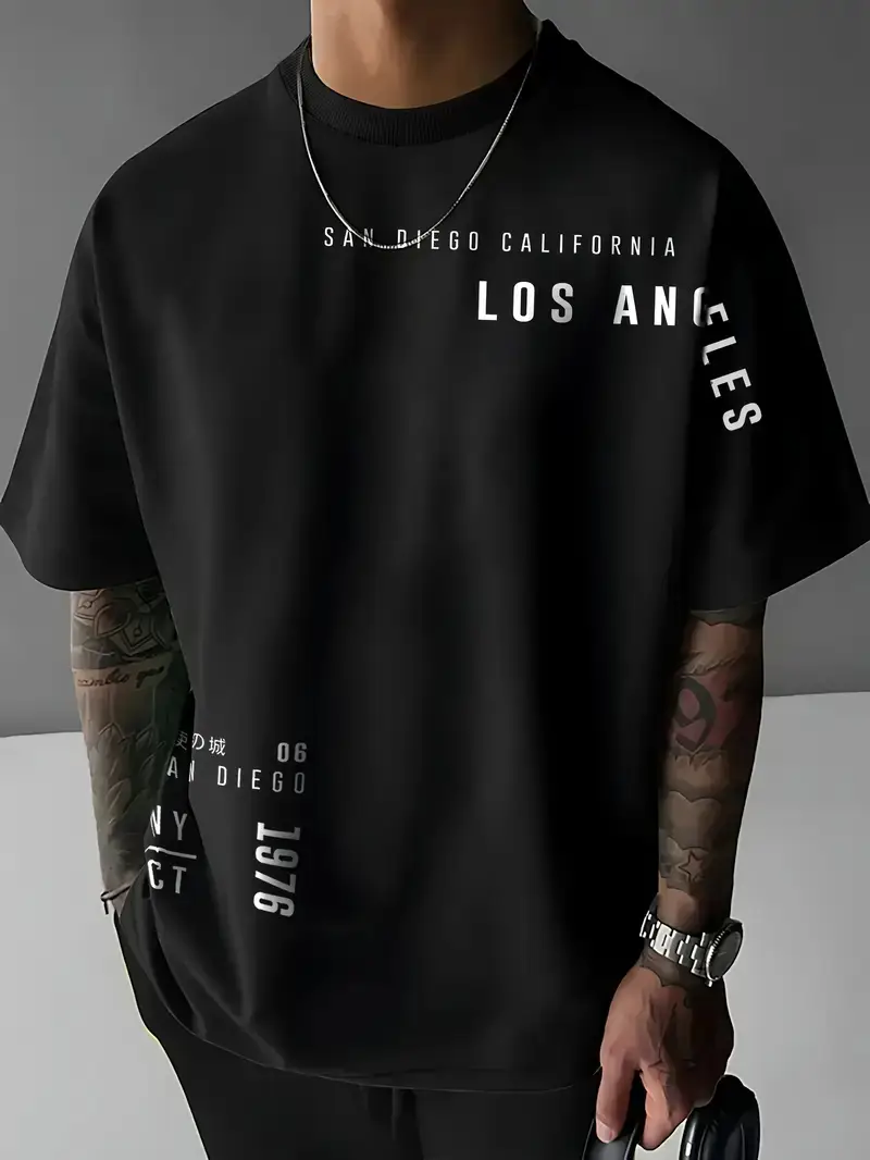 Men Purple Los Angeles Printed T-Shirt Short Sleeve - Image 14