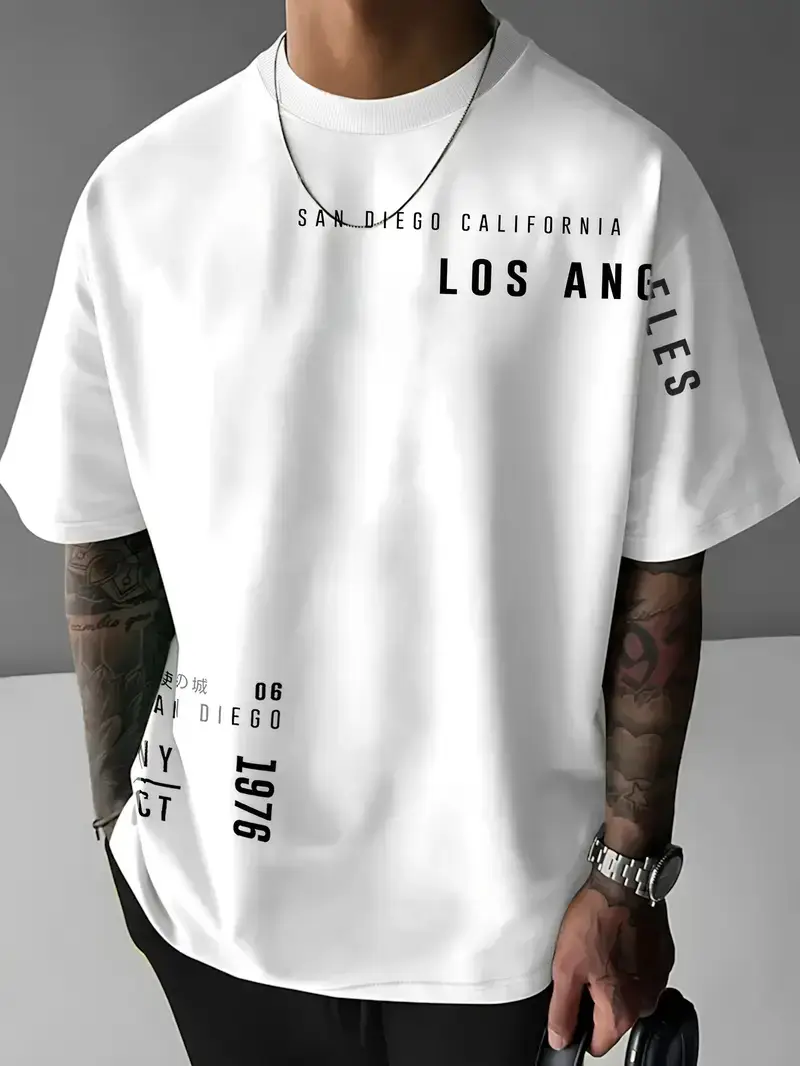 Men Purple Los Angeles Printed T-Shirt Short Sleeve — feature 12