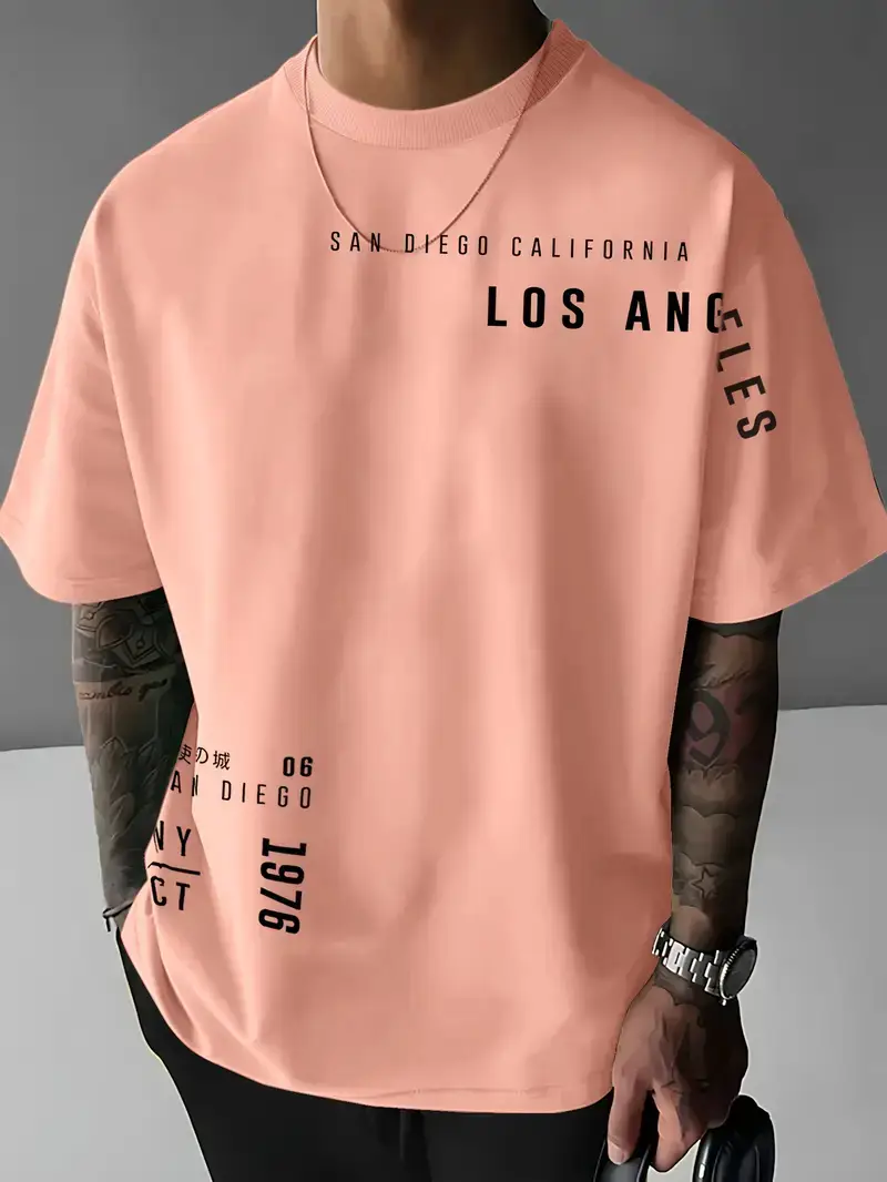 Men Purple Los Angeles Printed T-Shirt Short Sleeve - Image 8