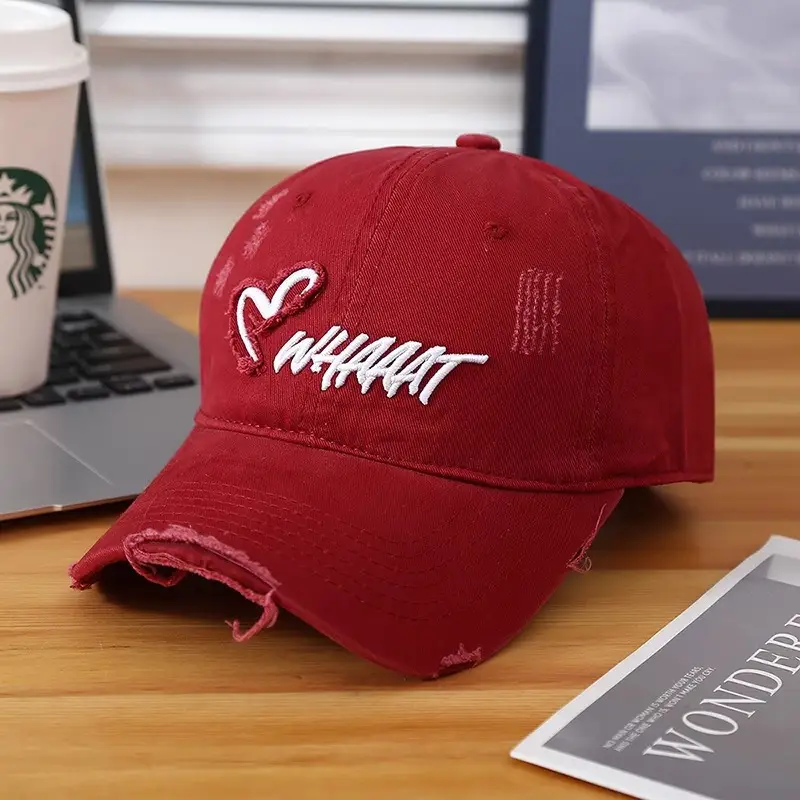 Red Korean Style Baseball Cap for Men Women 2025
