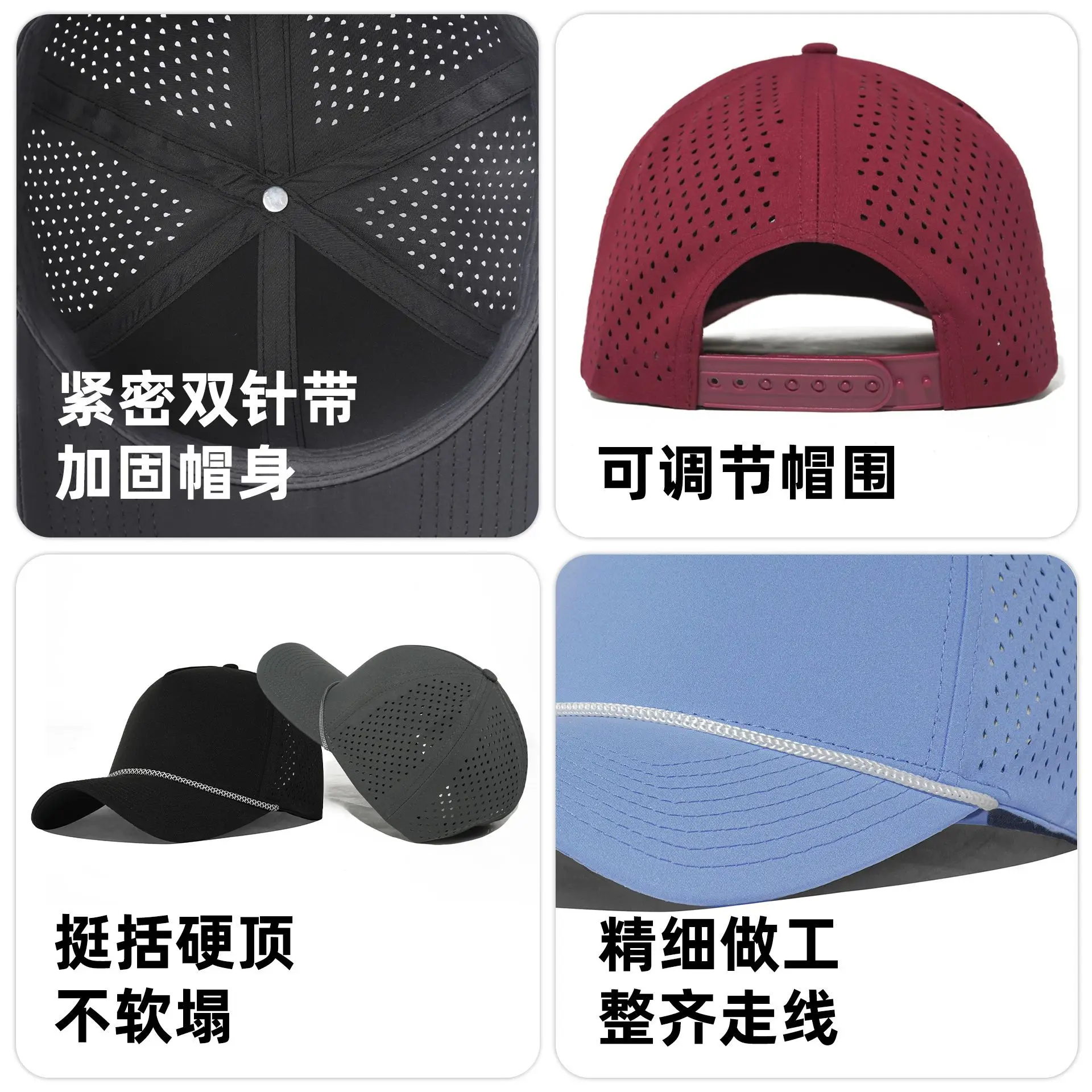 Cross-border Nylon Lanyard Cap Black Green Mesh Breathable - Image 11