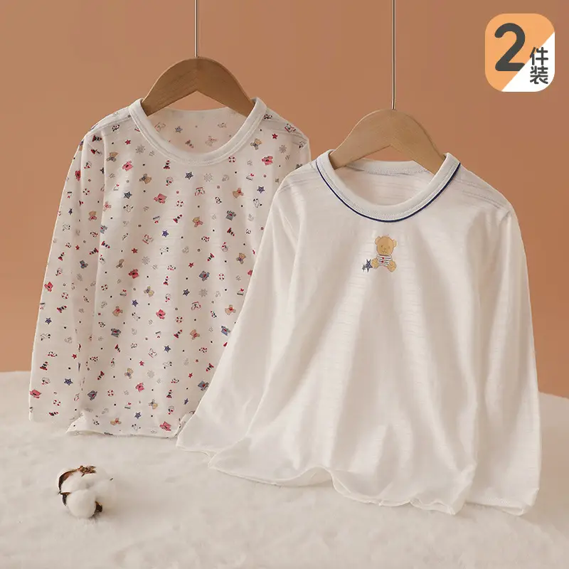 Boys Long Sleeve T-Shirt White Crewneck 2 Pack - Image 6