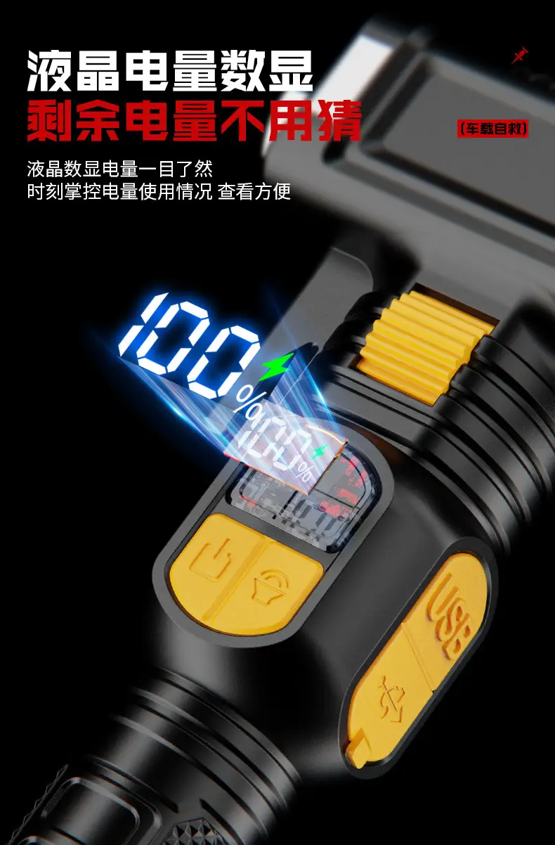 Car Safety Hammer Flashlight Red Warning Light Multi-Function β feature 17