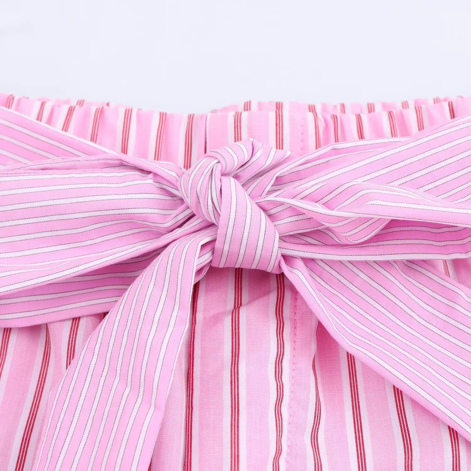 Pink Striped Pajama Pants Set with Belt — feature 29