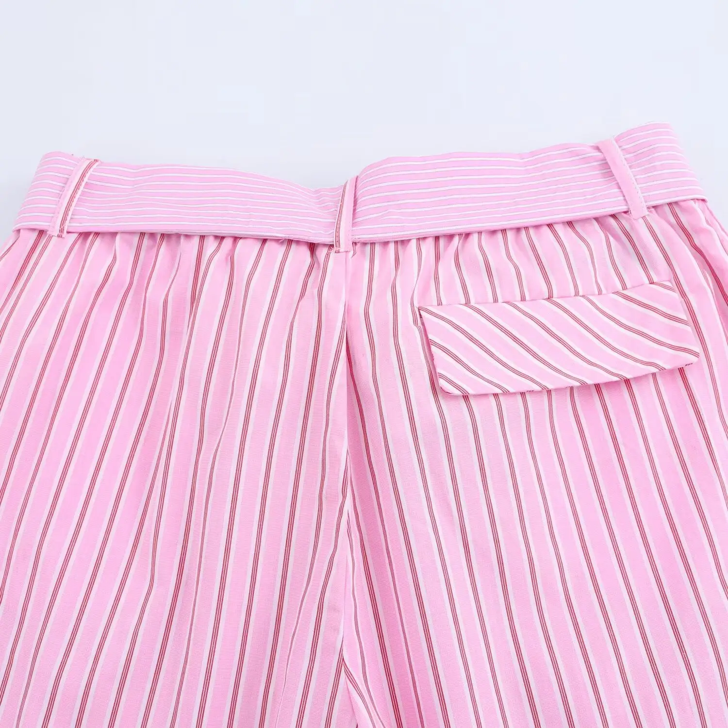 Pink Striped Pajama Pants Set with Belt — feature 33
