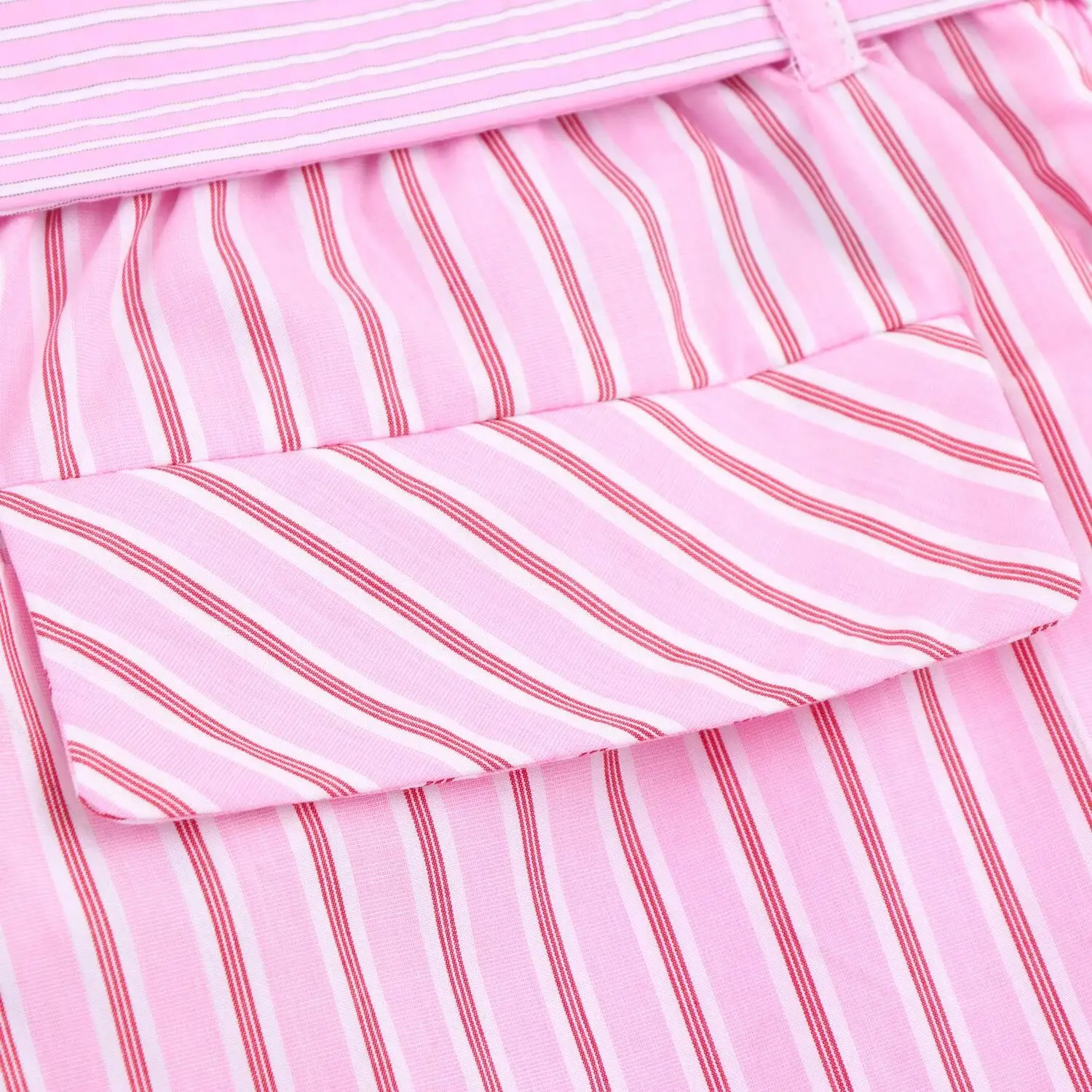 Pink Striped Pajama Pants Set with Belt — feature 34