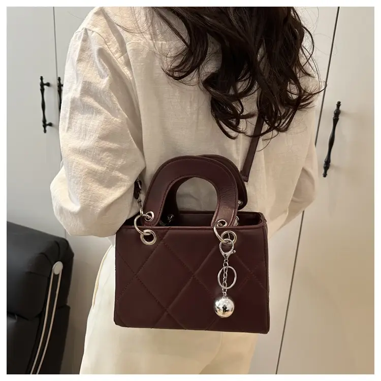 Red Quilted Shoulder Bag with Chain Detail — feature 16