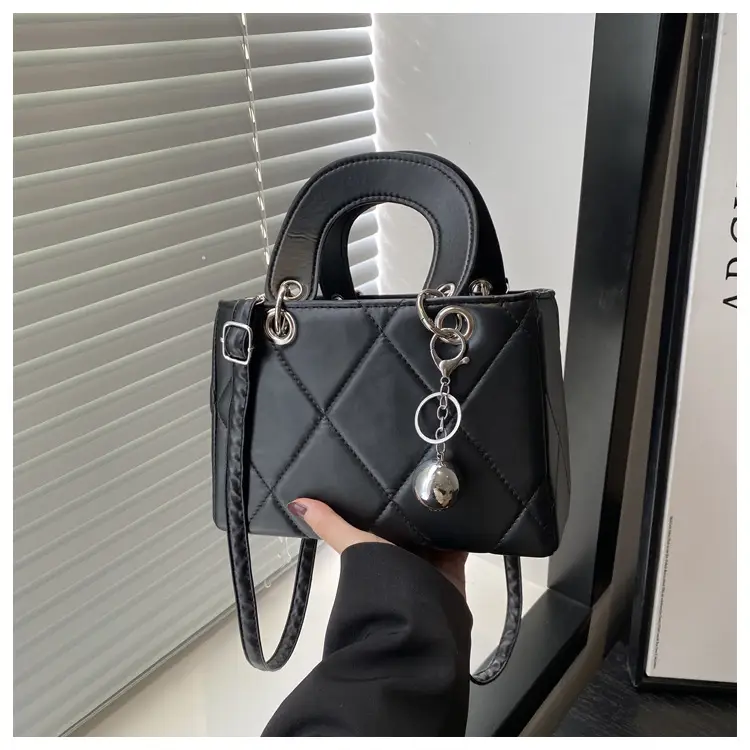 Red Quilted Shoulder Bag with Chain Detail — feature 17