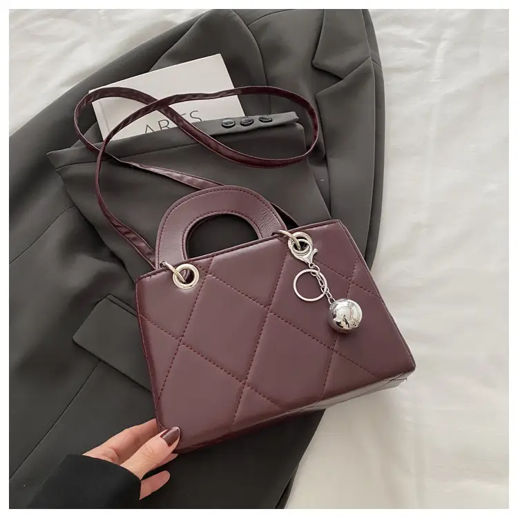 Red Quilted Shoulder Bag with Chain Detail — feature 23