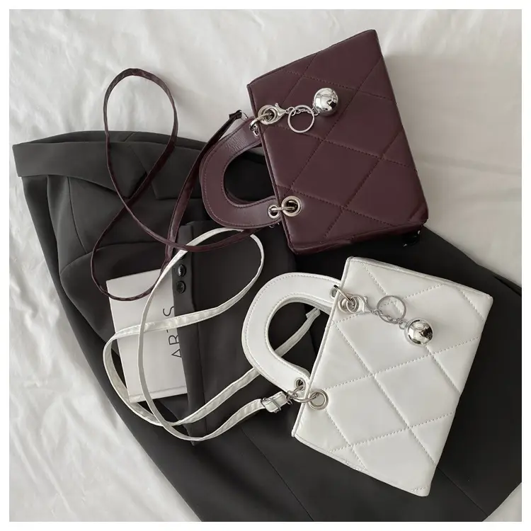 Red Quilted Shoulder Bag with Chain Detail — feature 25
