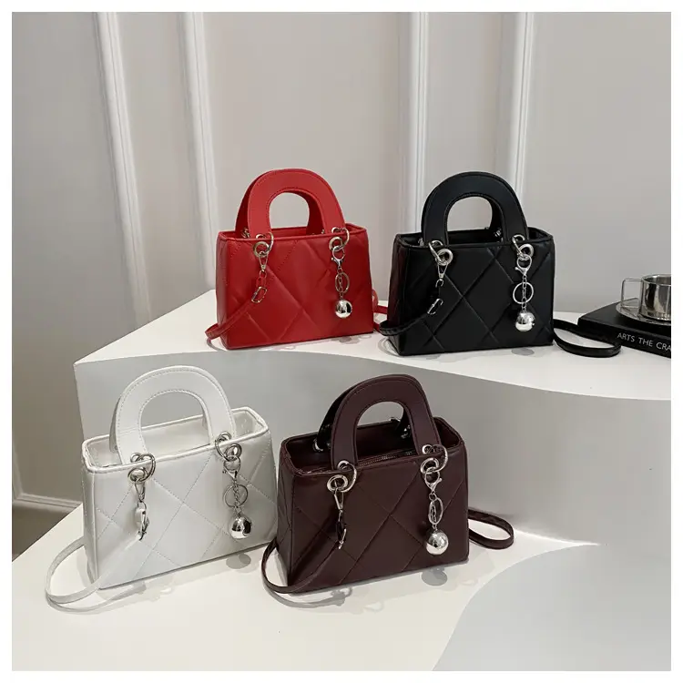 Red Quilted Shoulder Bag with Chain Detail — feature 27