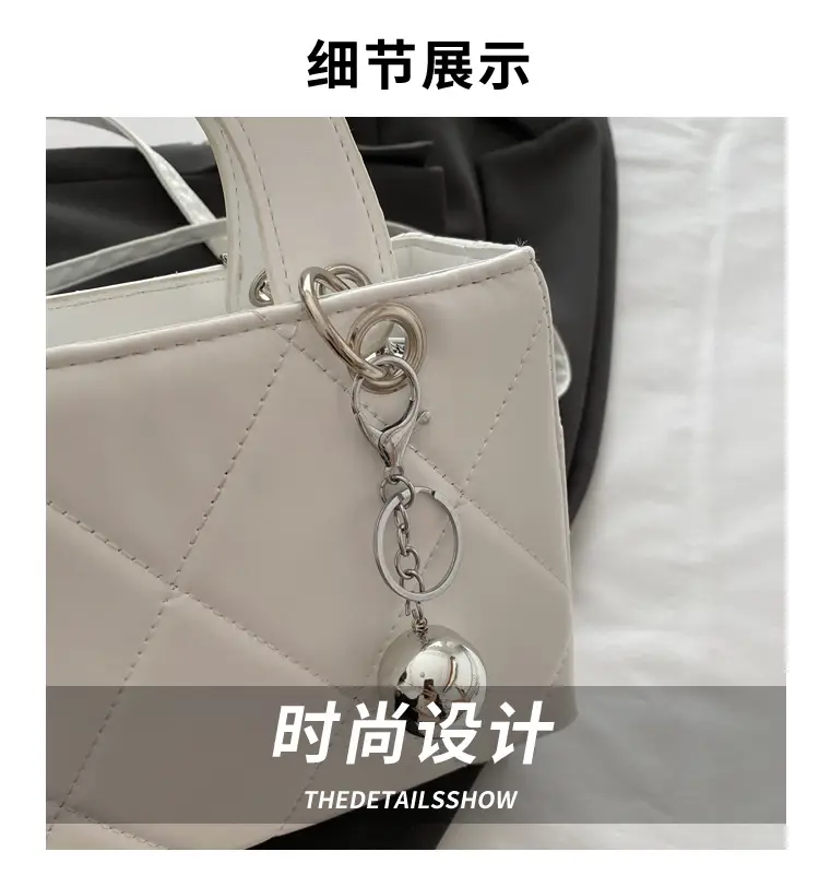 Red Quilted Shoulder Bag with Chain Detail — feature 4