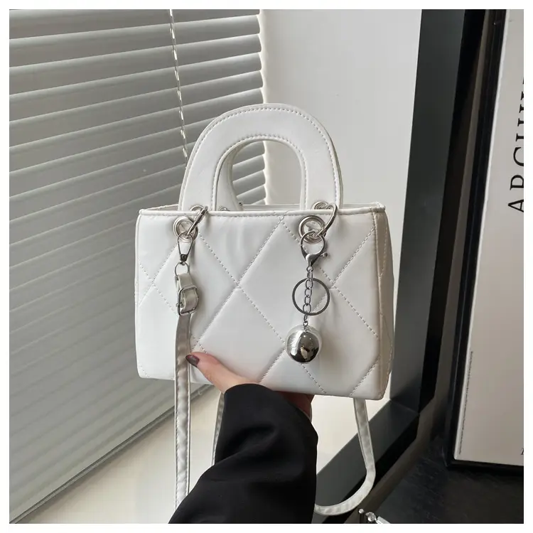 Red Quilted Shoulder Bag with Chain Detail