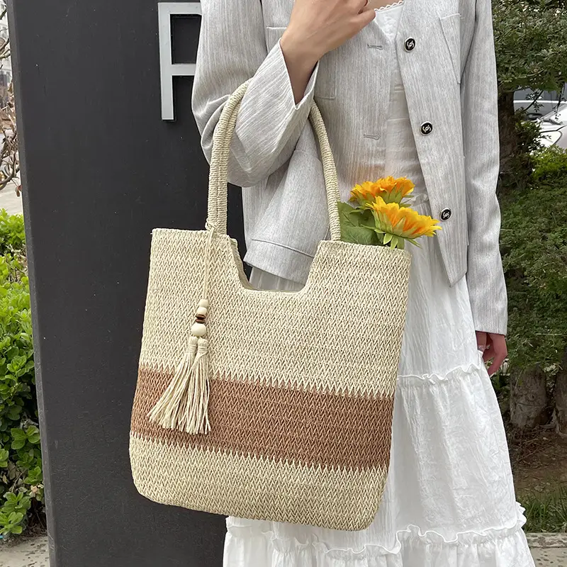 Women's Woven Straw Shoulder Bag Casual Large Capacity - Image 4