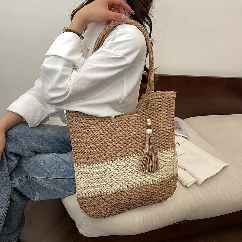 Women's Woven Straw Shoulder Bag Casual Large Capacity - Image 5