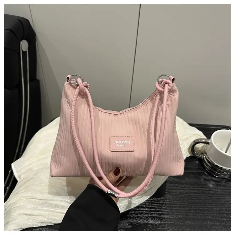 Pink Pleated Shoulder Bag Women Large Capacity 2025 — feature 26