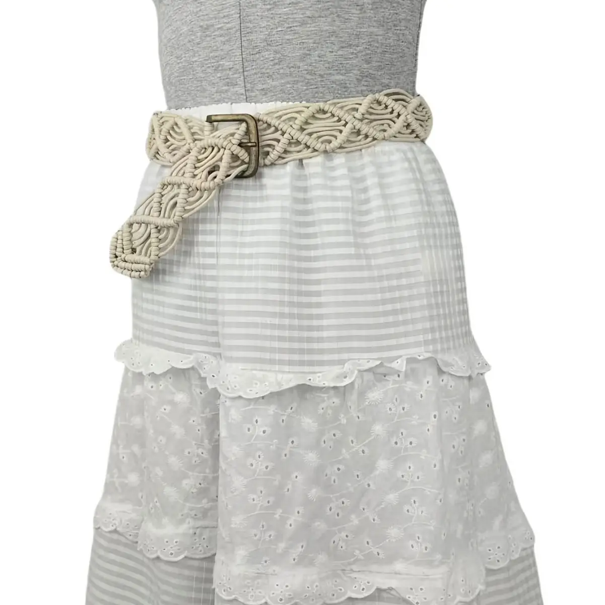 Women's Woven Belt Dress with Extra Wide Trench Coat Belt - Image 5