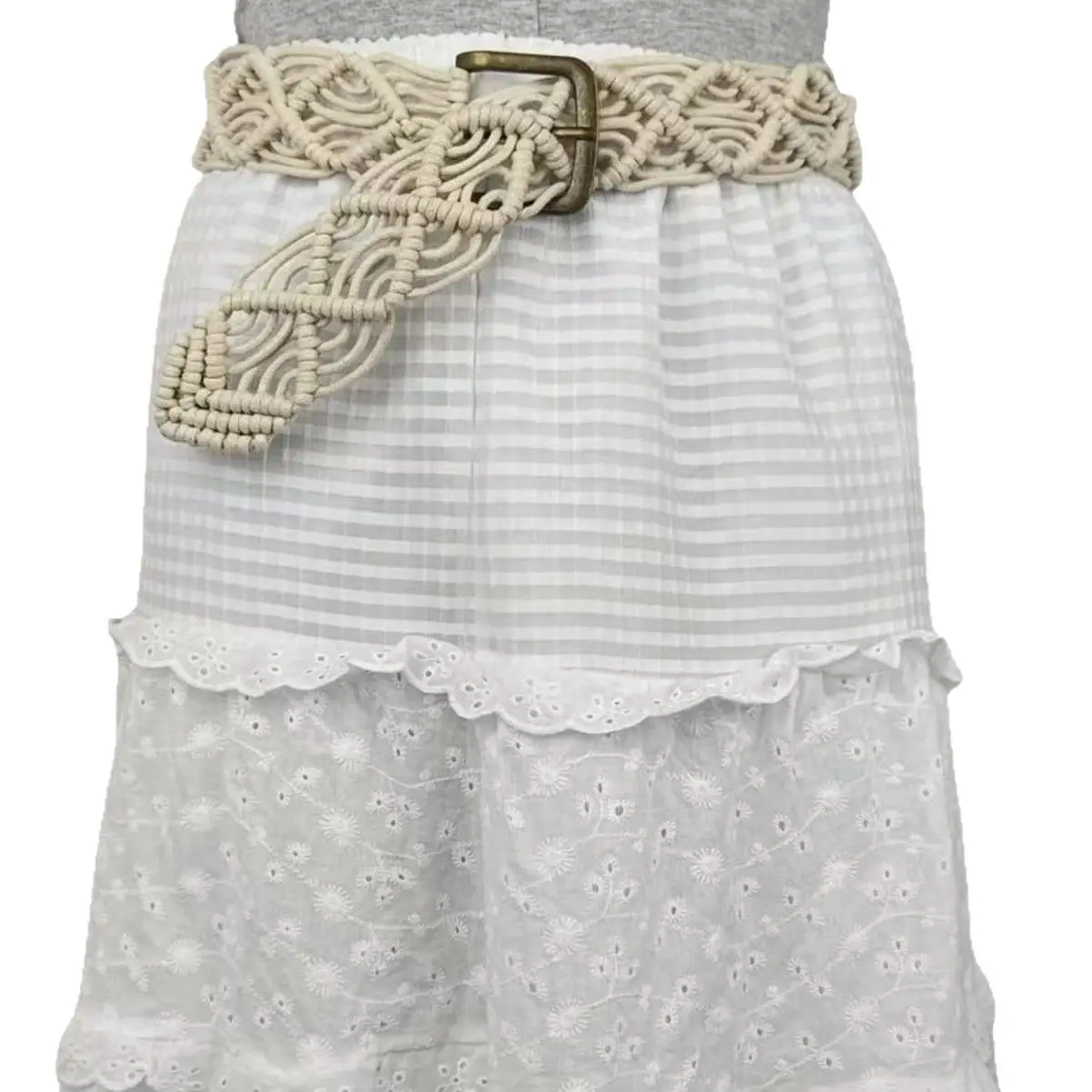 Women's Woven Belt Dress with Extra Wide Trench Coat Belt - Image 7