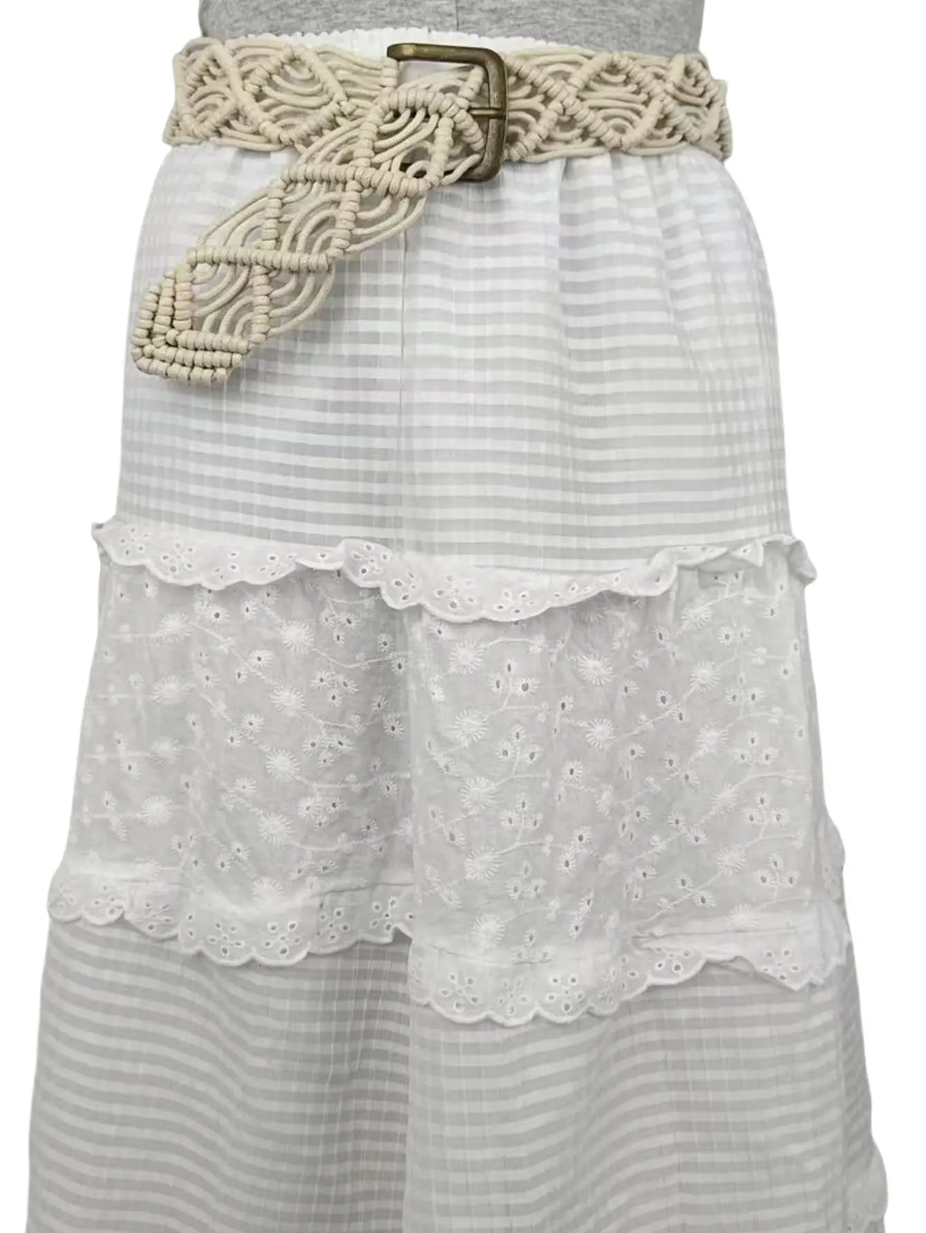 Women's Woven Belt Dress with Extra Wide Trench Coat Belt - Image 2