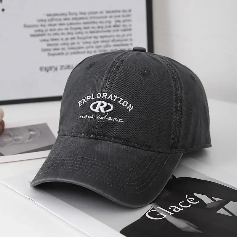 Black Retro Baseball Cap with "Exploration" Logo — feature 5