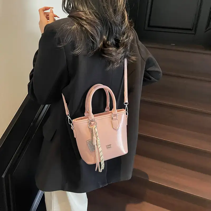 Light Blue Shoulder Bag with Crossbody Strap for Women - Image 7