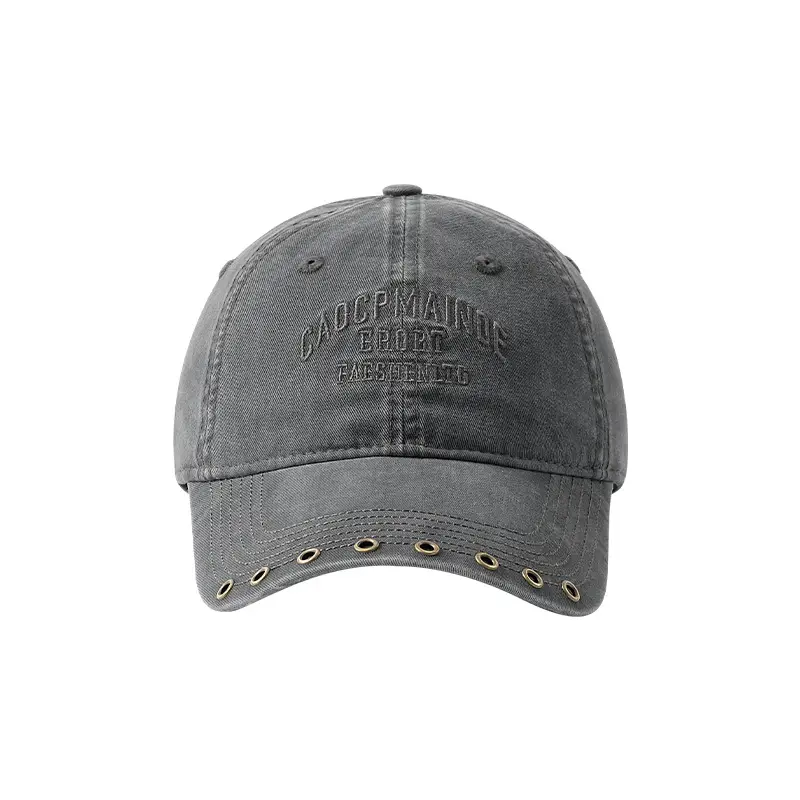 Women Black Letter Embroidered Cap with Rivet Wide Brim - Image 6