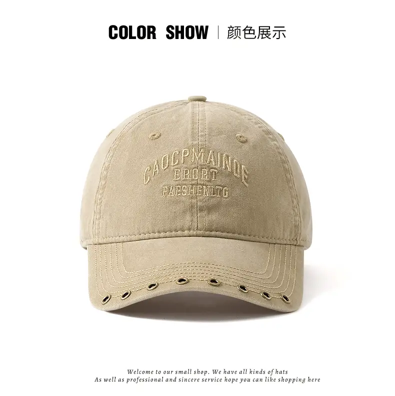 Women Black Letter Embroidered Cap with Rivet Wide Brim — feature 15