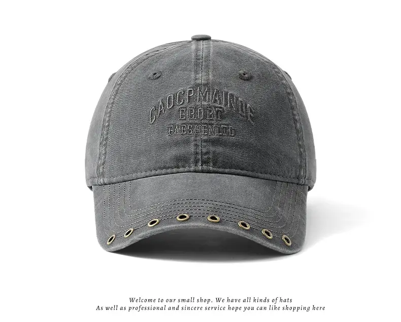 Women Black Letter Embroidered Cap with Rivet Wide Brim — feature 16