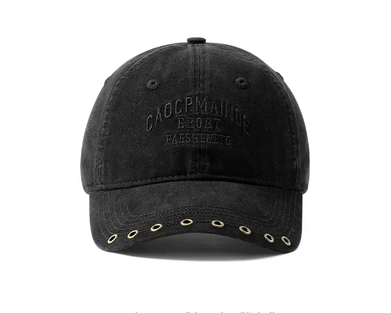 Women Black Letter Embroidered Cap with Rivet Wide Brim — feature 17