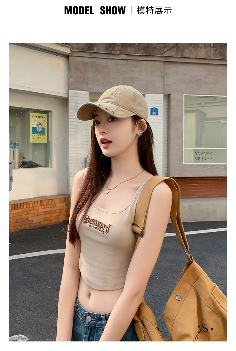 Women Black Letter Embroidered Cap with Rivet Wide Brim — feature 6