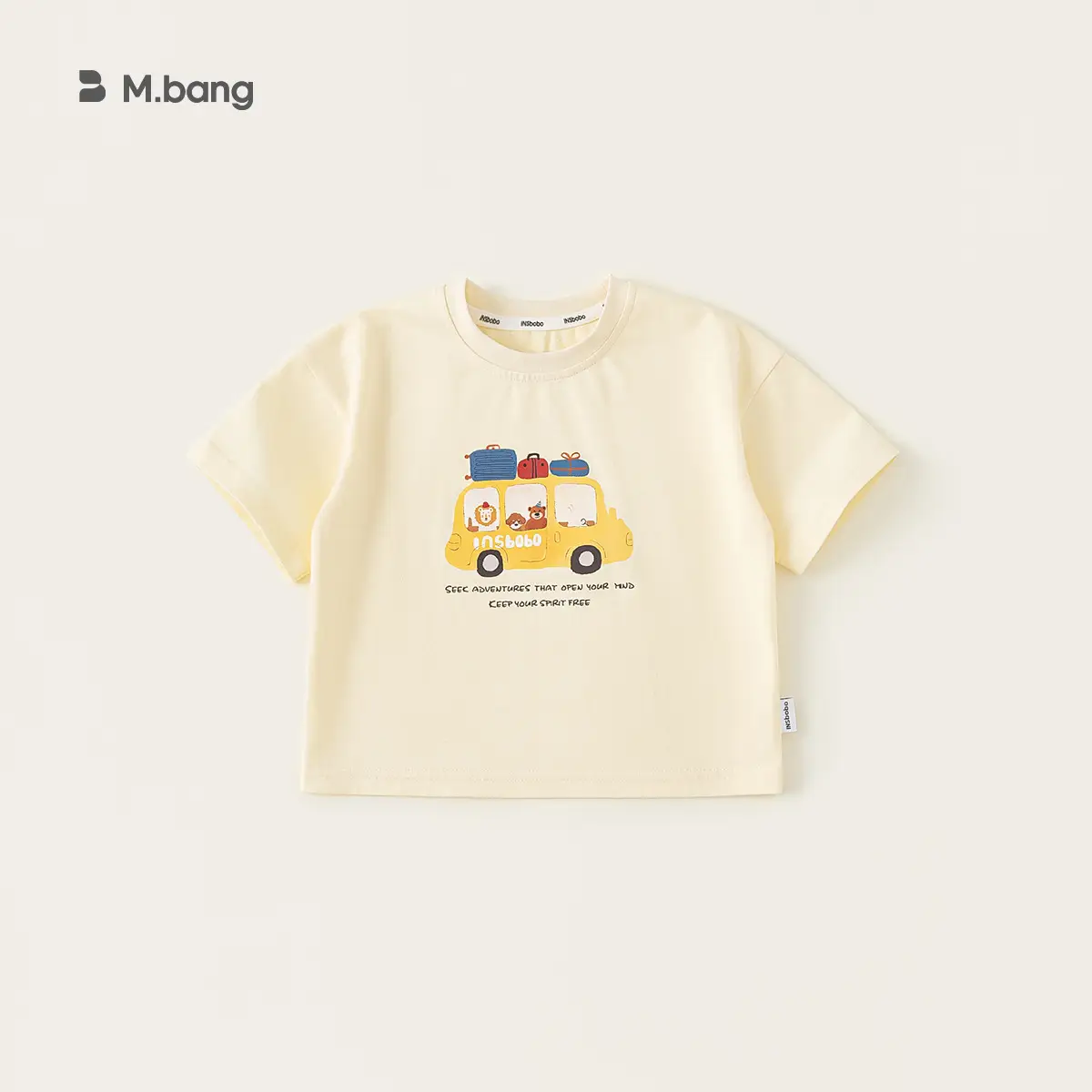 Yubao Boys Cartoon T-Shirt Summer Cream Short Sleeve - Image 2