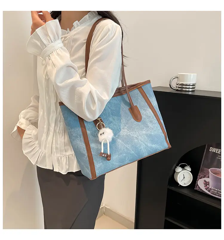 Women's Blue Canvas Shoulder Bag with Cute Design — feature 30