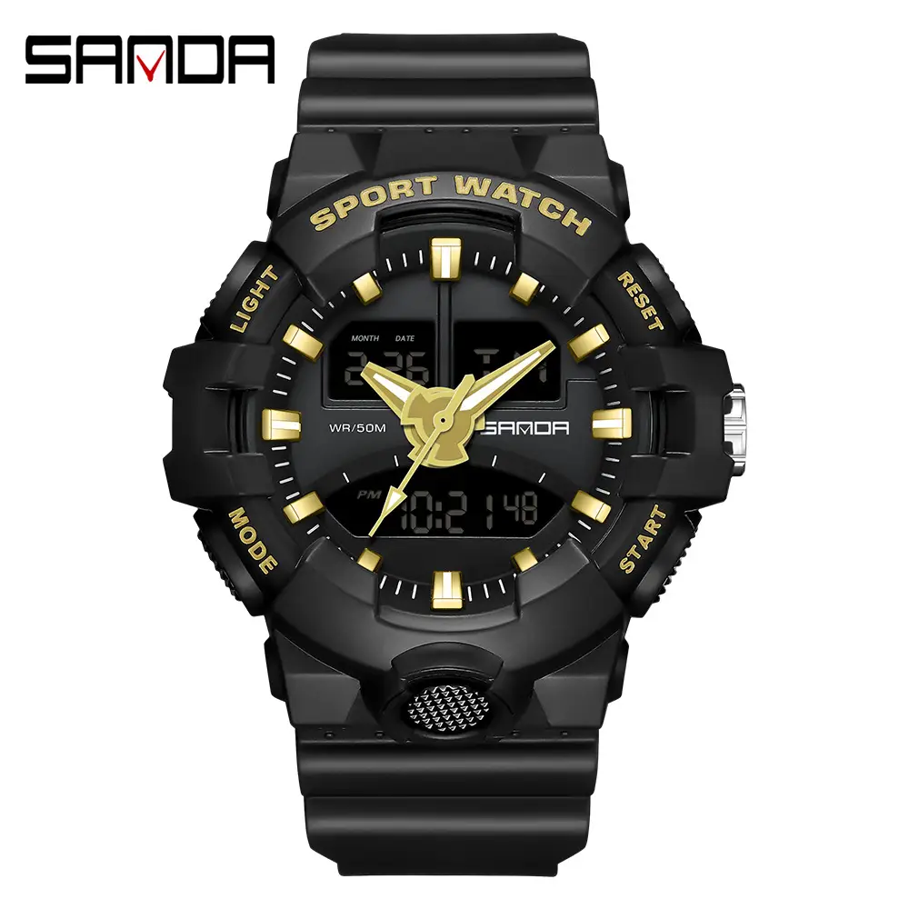 Sanda White Digital Watch for Men Waterproof Dual Display - Image 6