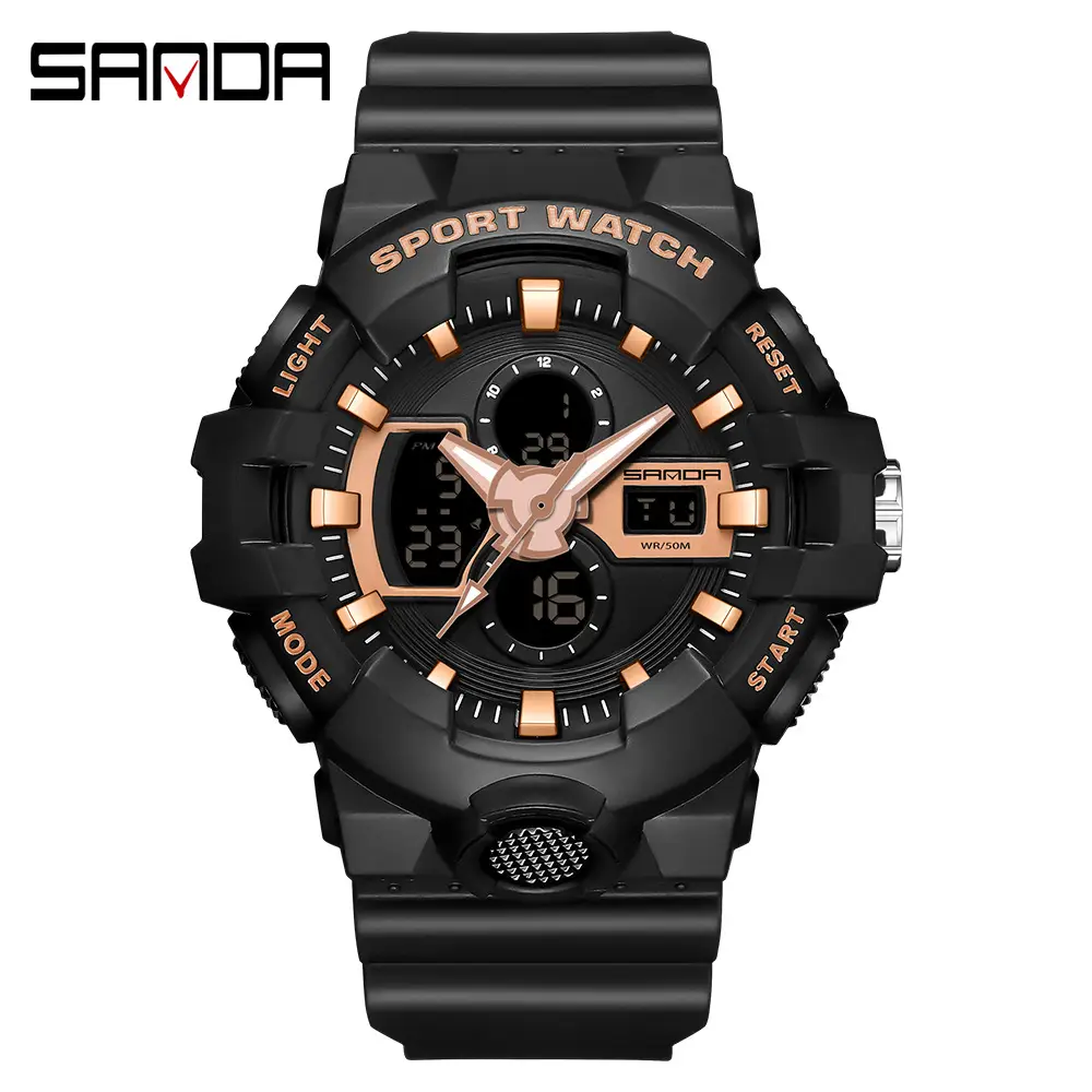 Sanda White Digital Watch for Men Waterproof Dual Display - Image 8