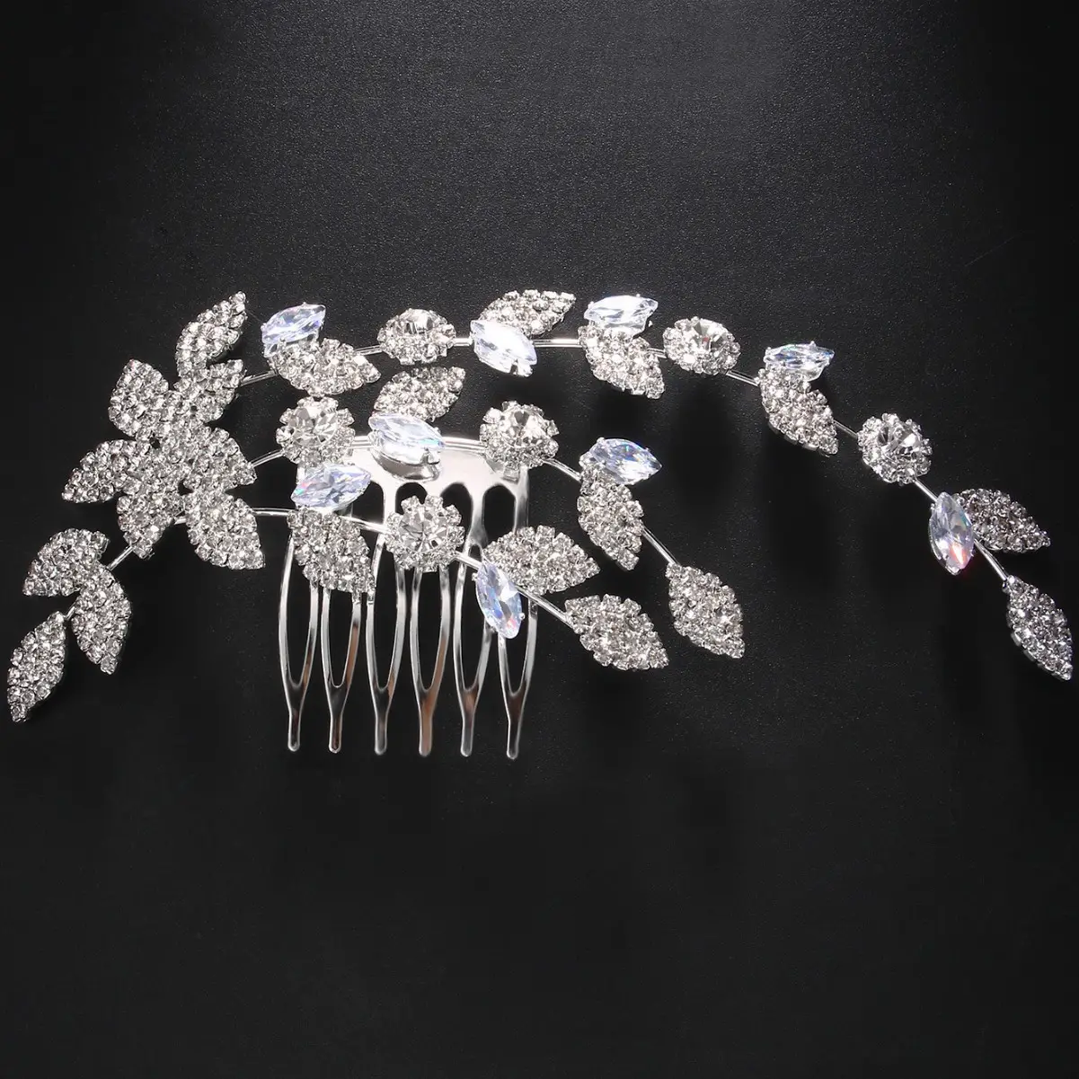 Golden Rhinestone Leaf Hairpin for Bridal Accessories - Image 2