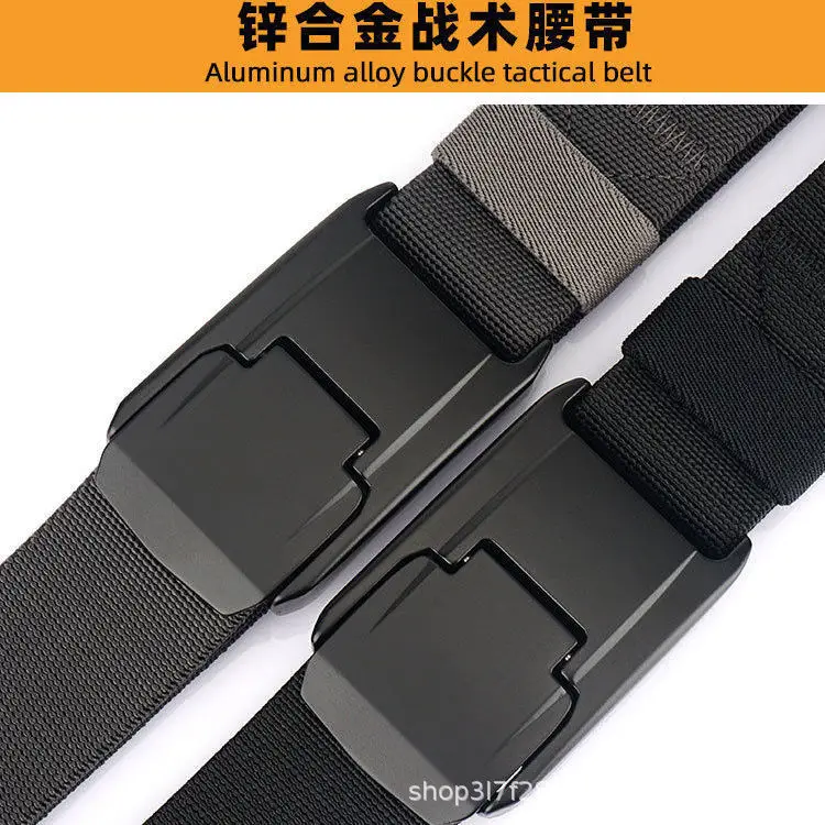 Men's Cross-Border Aluminum Buckle Belt Tan Nylon Tactical - Image 8