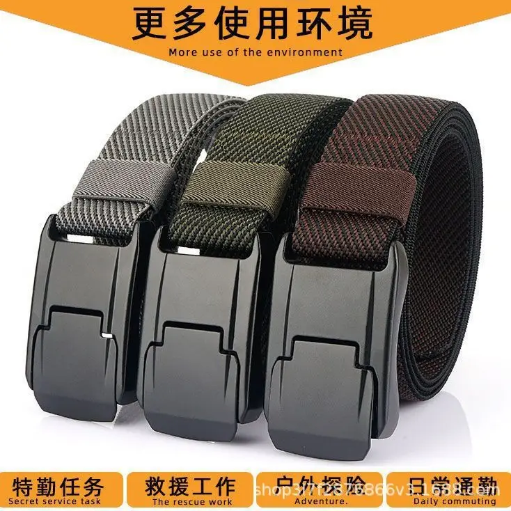 Men's Cross-Border Aluminum Buckle Belt Tan Nylon Tactical - Image 9