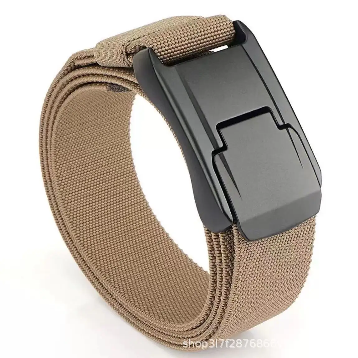 Men's Cross-Border Aluminum Buckle Belt Tan Nylon Tactical - Image 5