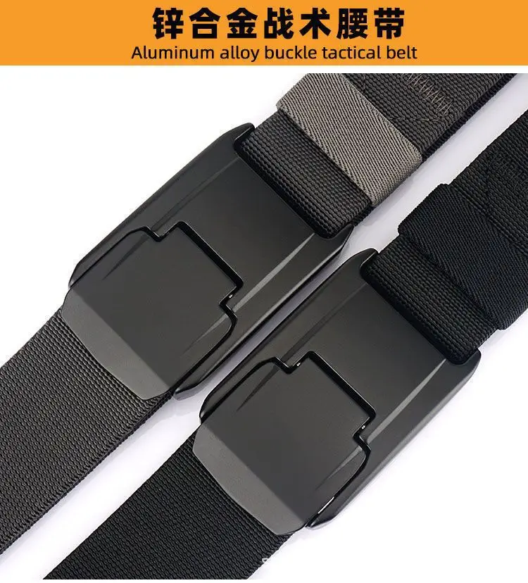 Men's Cross-Border Aluminum Buckle Belt Tan Nylon Tactical — feature 10