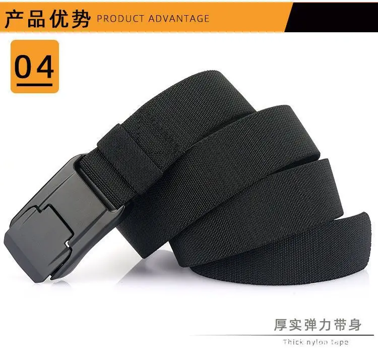Men's Cross-Border Aluminum Buckle Belt Tan Nylon Tactical — feature 14