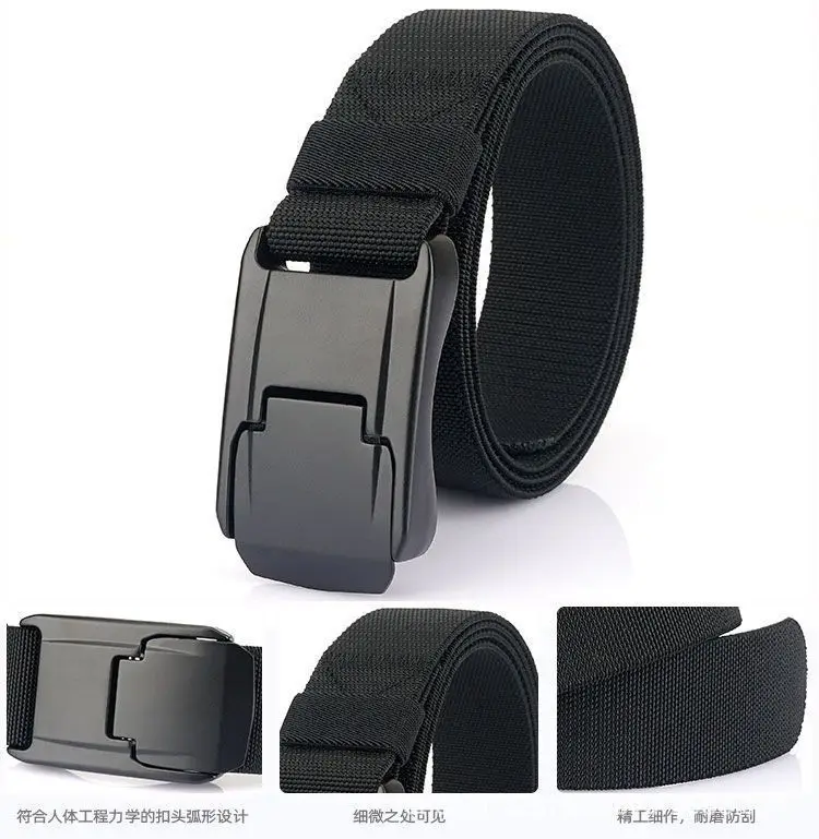 Men's Cross-Border Aluminum Buckle Belt Tan Nylon Tactical — feature 17