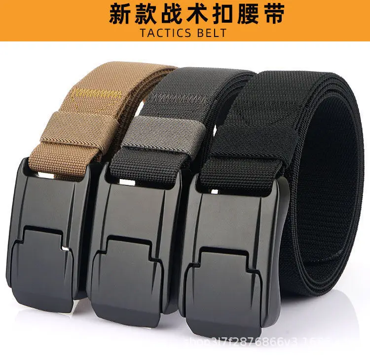 Men's Cross-Border Aluminum Buckle Belt Tan Nylon Tactical — feature 6