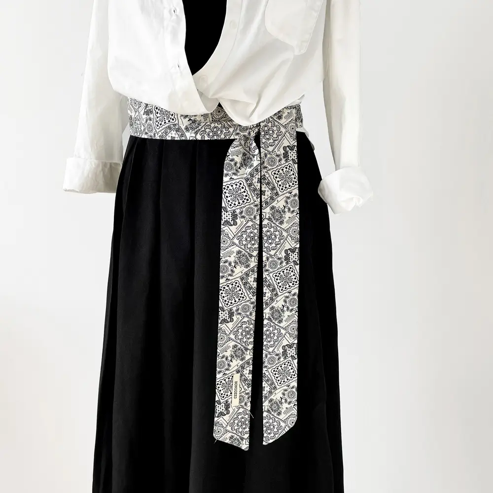 Women Cotton Floral Ribbon Scarf Long Double Layer — feature 21