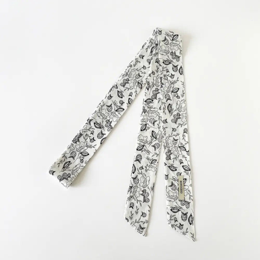 Women Cotton Floral Ribbon Scarf Long Double Layer - Image 20
