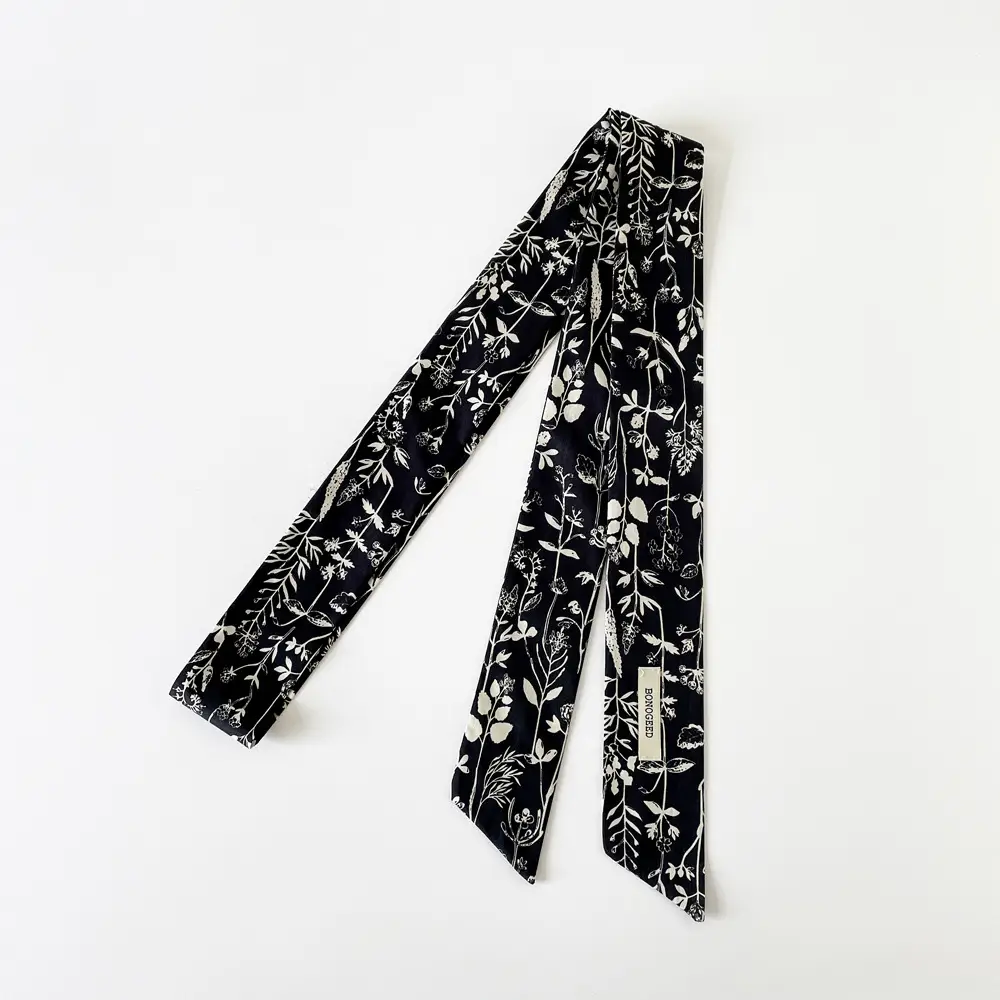 Women Cotton Floral Ribbon Scarf Long Double Layer - Image 22