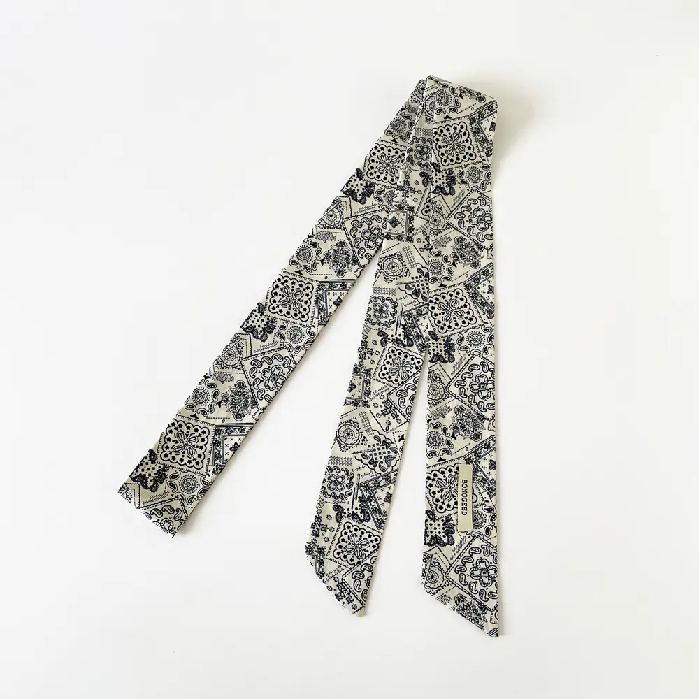 Women Cotton Floral Ribbon Scarf Long Double Layer - Image 23