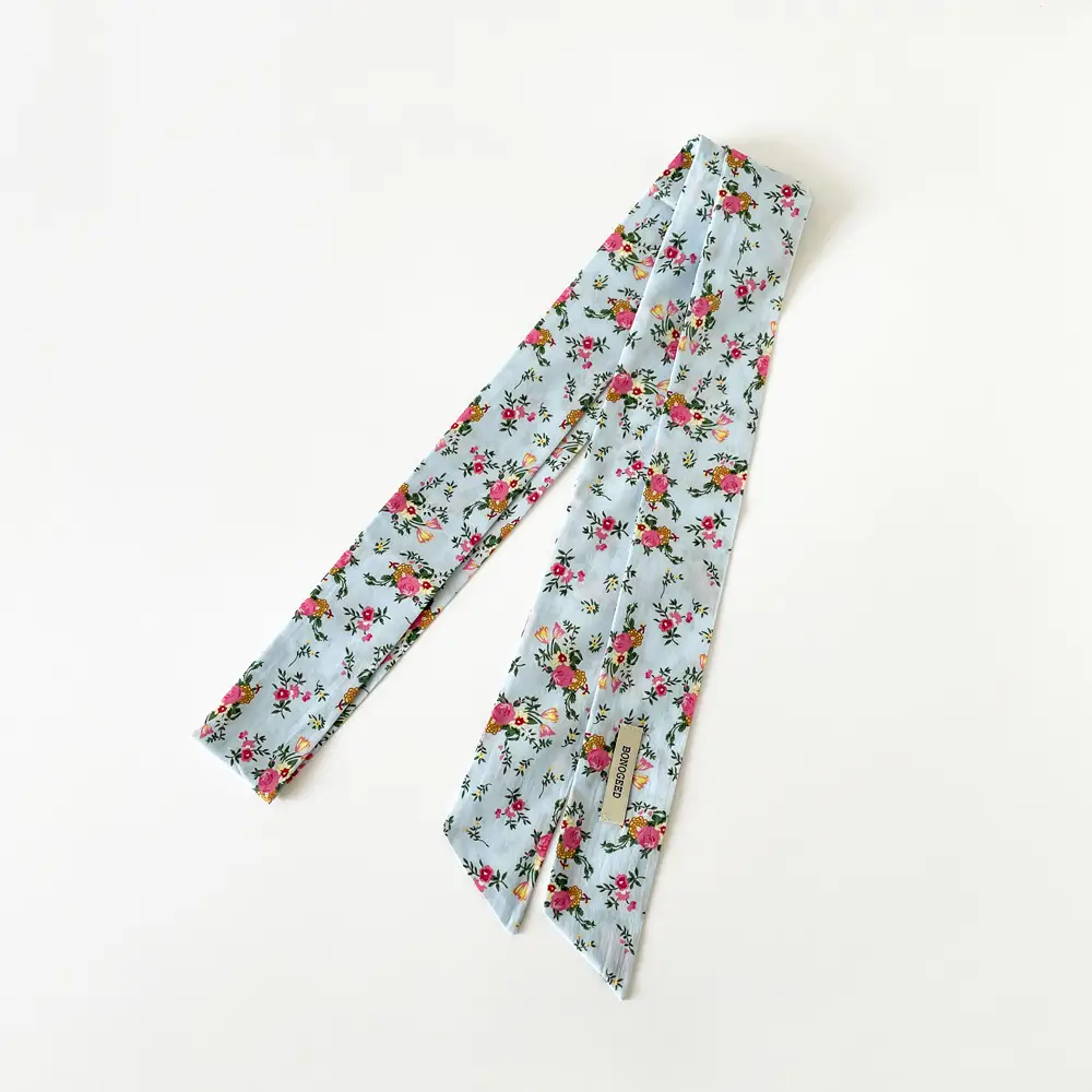 Women Cotton Floral Ribbon Scarf Long Double Layer - Image 7